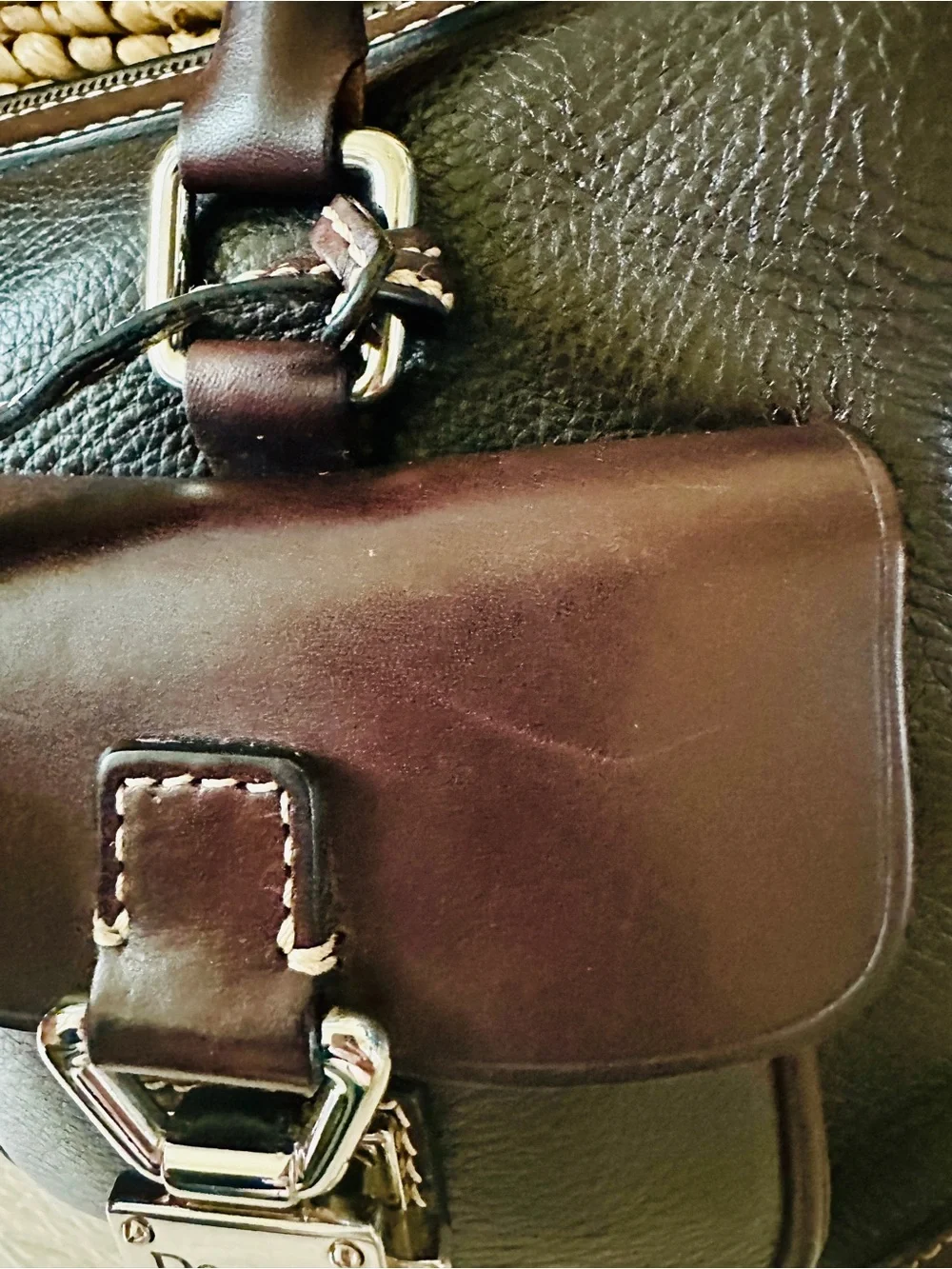 Dooney & Bourke Double Pocket Satchel | Black & Brown Leather